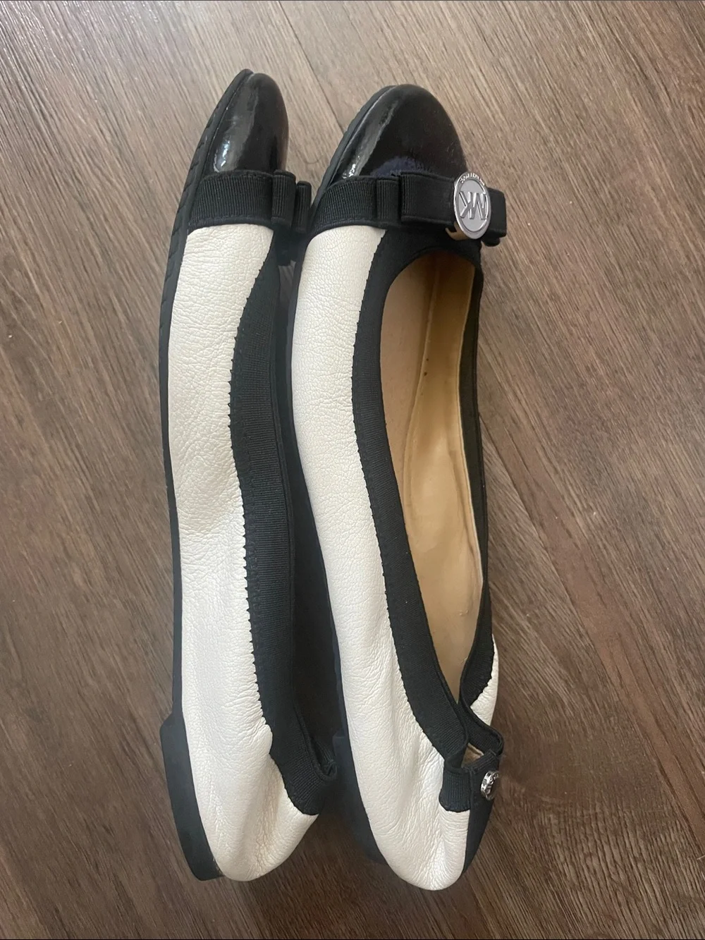 Michael Kors Black & White Logo Accent Ballet Flats